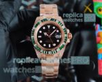 Rolex GMT-Master II Copy Watch-Rose Gold White&Green Diamond Bezel 40MM